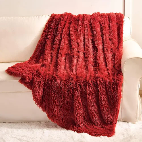 Vista 9 de YUSOKI manta de piel sintética extrasuave con pelos largos, transpirable, de 50 x 60 pulgadas, mullida, acogedora y cómoda, de microfibra de lujo