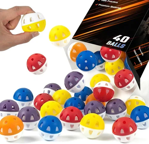 Vista 8 de Pelotas de golf de práctica resistentes al desgaste (paquete de 20), alta visibilidad para un fácil seguimiento, vuelo limitado, diseño de pelotas