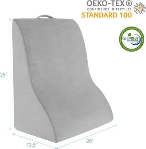 Vista 7 de Giantex Almohada de cuña para dormir, almohada de elevación corporal de 12 pulgadas con diseño curvado único y funda lavable a máquina, almohada
