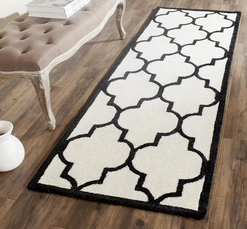 Vista 76 de Tapete Safavieh de la colección Cambridge, modelo CAM134X, hecho a mano, de lana de primera calidad, formas geométricas marroquíes, color gris