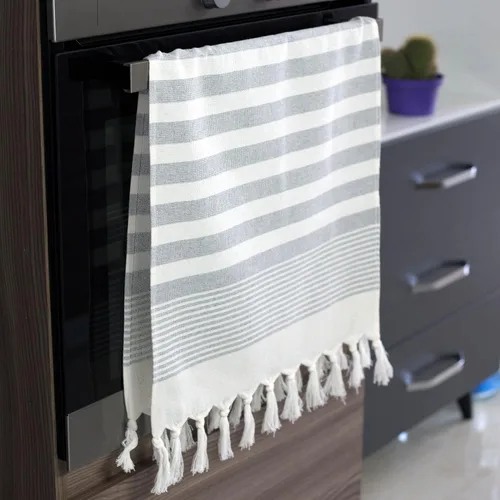 Vista 3 de Clotho Paquete de 4 toallas de mano turcas para baño y cocina, 100% algodón de 16 x 38 pulgadas, juego de 4 toallas decorativas, de secado rápido