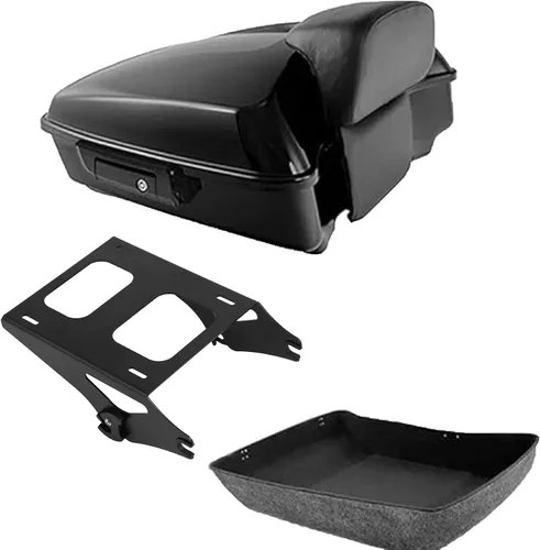 Vista 5 de TCMT Pestillos Negros de 10.7" para Maletero Cortado, Almohadilla de Respaldo, Luz Trasera LED con Señal de Giro Compatible con Harley Touring