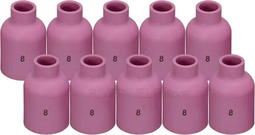 Vista 13 de RIVERWELD TIG - Boquilla de alúmina con lente de gas, vasos de cerámica Jumbo de gran diámetro 53N87 12# 3/4 pulgadas 53N88 5/8 pulgadas #10 53N89