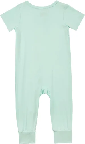 Vista 2 de Aablexema Pijama de manga corta de rayón de bambú para bebé, sin pies, cremallera de 2 vías, para verano, 0-24 meses