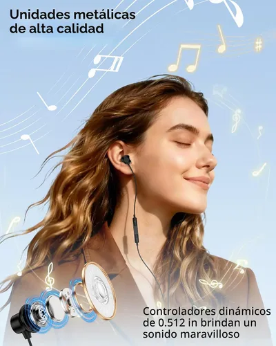 Vista 2 de Auriculares con cable, auriculares Jack de 0.138 in con cable, auriculares de Apple intrauditivos con micrófono, cancelación de ruido con cable