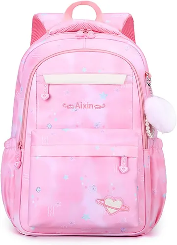 Vista 9 de Gradient Color Lightweight Large Capacity Backpack 15.6 Inch Laptop BookBag with Cute Pendant (Blue)