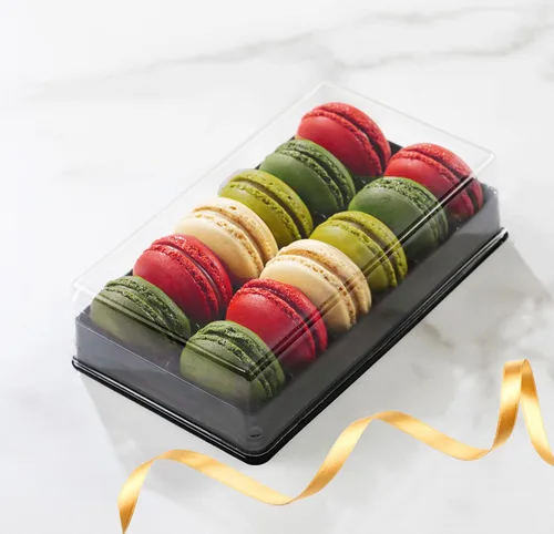 Vista 2 de Pastry Chef's Boutique - Cajas de regalo pequeñas de plástico transparente para macarons franceses - Capacidad para 2 macarons - Tamaño de cavidad