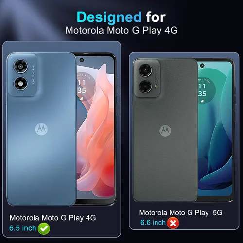 Vista 4 de Atump Funda para Motorola Moto G Play 2024 (4G) con [paquete de 2] protector de pantalla HD y cubierta para cámara deslizante, soporte de anillo