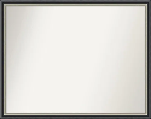 Vista 113 de Amanti Art Espejo de baño negro para sobre el fregadero, 23 x 23 pulgadas, espejo cuadrado negro Ashton, marco de madera tradicional mediano, se