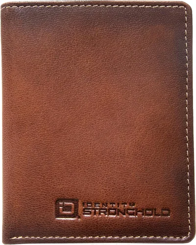 Vista 4 de ID Stronghold Waltlet - Cartera plegable con bloqueo RFID para hombres con cierre magnético Marrón Minimalista