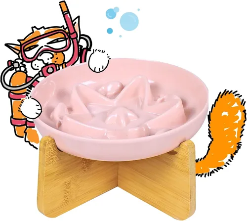 Vista 15 de Cuenco de alimentación lenta para gatos, de melamina, apto para bigotes, para comer lentamente, alimentos húmedos y secos, apto para lavavajillas