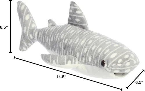 Vista 5 de Aurora® Adorable Flopsie™ - Animal de peluche de tiburón ballena, facilidad juguetona, compañeros atemporales, color gris, 12 pulgadas