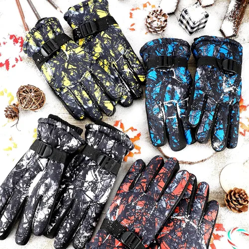 Vista 7 de SATINIOR Guantes de esquí de invierno para niños, impermeables, resistentes al viento, guantes de nieve para niños de 8 a 13 años, forro unisex