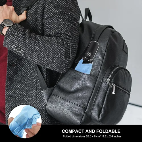 Vista 37 de LEAGERA Paraguas de viaje compacto para bolso, mango plano, impermeable para lluvia ligera