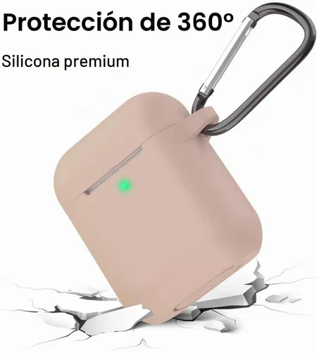 Vista 3 de Funda para AirPods de silicona, de protección completa, compatible con Apple AirPods 1 y 2, funda de carga inalámbrica y con cable