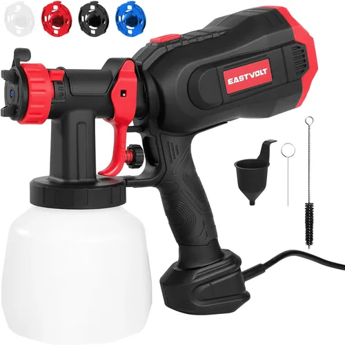 Vista 12 de Eastvolt Pulverizador de pintura HVLP de alta potencia de 600 vatios, pistola de pulverización eléctrica en casa Eastvolt, 4 boquillas, 3 patrones