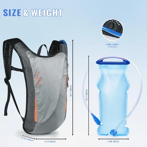 Vista 7 de Hydration Pack with 3L PEVA Water Bladder - Lightweight Hydration Backpack for MTB Cycling, Hiking, Running - Women & Men - 10L Capacity
