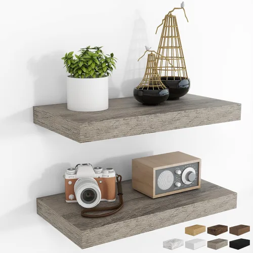Vista 36 de RICHFOCUS Estantes flotantes de 8 pulgadas para estantes cuadrados de pared para dormitorio, cocina, baño, estante flotante de madera rústica