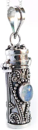 Vista 11 de Bali hecho a mano de plata esterlina tubo Locket colgante 20" collar JP92