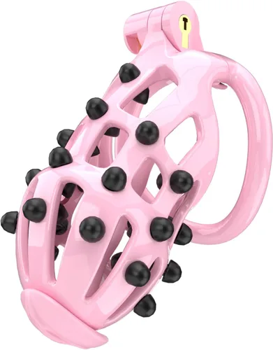 Vista 3 de Jaula de castidad masculina, jaula ligera, dispositivos de castidad de resina, juguete sexual para adultos para hombres, llave de bloqueo, anillos