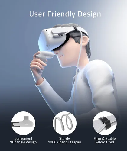 Vista 4 de Syntech Cable de enlace de 16 pies compatible con OculusMeta Quest 2ProPICO 4 accesorios VR, cable de transferencia de datos de alta velocidad