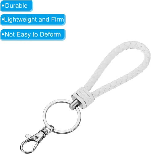 Vista 4 de PATIKIL Llaveros de pulsera, llavero con correa de mano para llaves, Blanco