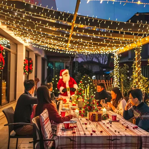 Vista 2 de JMEXSUSS 1000 luces LED de 50 pies en racimo de Navidad enchufables, 8 modos de luces de Navidad al aire libre impermeables con control remoto