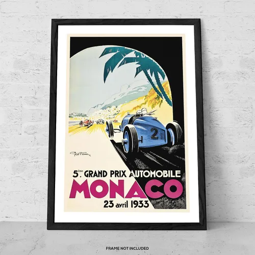 Vista 4 de Grand Prix de Mónaco 1933 - Impresión artística vintage de carreras – Arte de pared de coche clásico, póster retro de carreras de automóviles