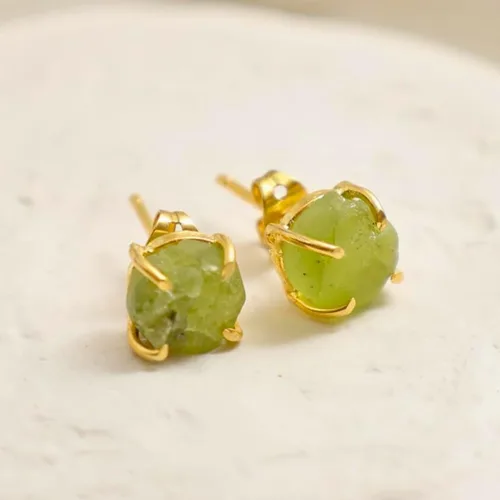 Vista 154 de Gempires Natural Raw Prong Setting Stud Earrings, 8-10 mm Crystals Earring, Handmade Jewelry, Gift for Her