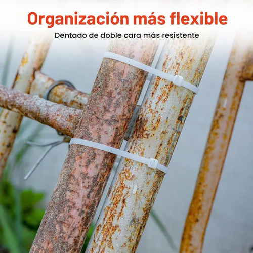 Vista 5 de Bridas de cremallera blancas de 12 pulgadas de doble cara dentadas, resistencia a la tracción de 120 libras, bridas de cable resistentes