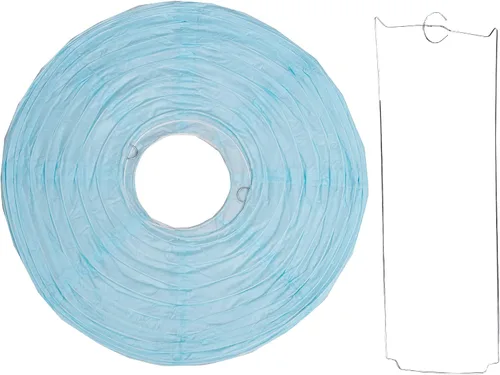Vista 4 de Paquete de 3 linternas redondas de papel para decoración de boda y fiesta de cumpleaños (azul bebé, 4 pulgadas/3.9 in)