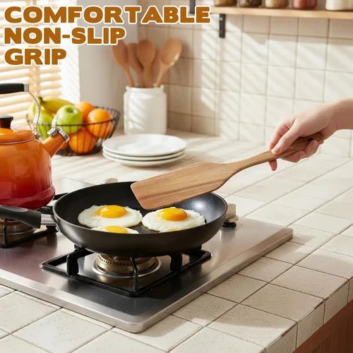 Vista 7 de 2 espátulas de madera para utensilios de cocina, espátula de madera de mango largo para utensilios de cocina antiadherentes, cuchara, espátula