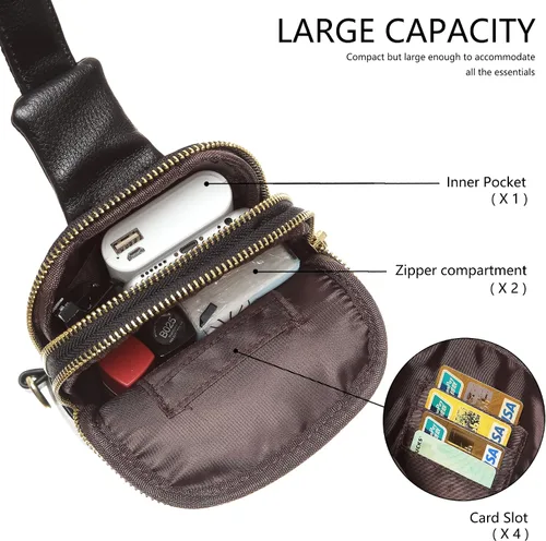 Vista 3 de INICAT Pequeñas bolsas cruzadas para mujer, de cuero vegano, para teléfono celular, riñoneras para mujeres y hombres