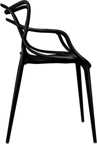 Vista 5 de 2xhome Silla de comedor moderna Silla auxiliar apilable para interiores o exteriores Plástico resistente a la intemperie para cocina, patio Negro