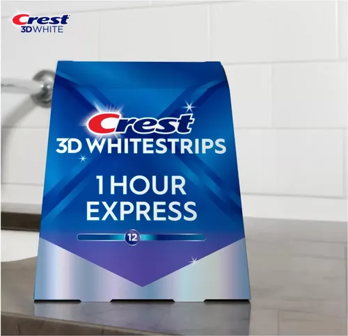Vista 5 de Crest 3D Whitestrips, 1 Hour Express, kit de tiras blanqueadoras de dientes, 20 tiras (paquete de 10 unidades)