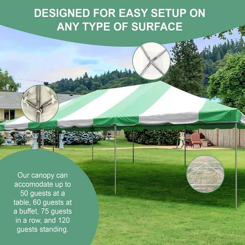 Vista 2 de Party Tents Direct Carpa para Fiesta de 20x30 - Marco de Acero - Gazebo al Aire Libre, Pabellón, Sombrilla para Sol, Refugio para Acampada - Verde