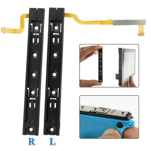 Vista 3 de Onyehn Original Repair Part(with Screws) Replacement Right and Left Slide Rail with Flex Cable Fix Part for Nintendo Switch Console NS Rebuild Track