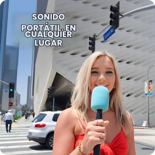 Vista 2 de Movo WMX-HM - Mango de micrófono inalámbrico para entrevistas, adaptador de mano para DJI Mic, RODE Wireless GO y más, incluye bandera de micrófono