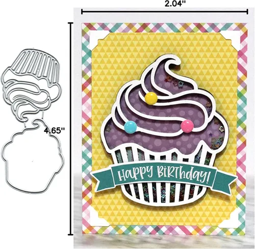 Vista 5 de Cupccake Shaker Metal Troqueles troquelados, para fiesta de cumpleaños, para helado, troqueles cortados, álbumes de recortes, papel decorativo