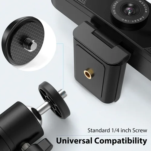 Vista 6 de EMEET - Trípode de cámara web, mini trípode profesional para cámara web, alturas ajustables con cabezal giratorio de 360°, portátil y ligero, uso