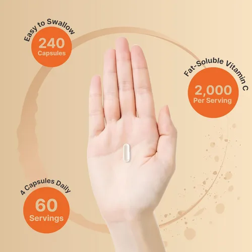 Vista 4 de NatureBell Vitamina C liposomal 2,000 mg por porción, 240 cápsulas Vitaminas solubles en grasa de alta absorción – Suplemento antioxidante