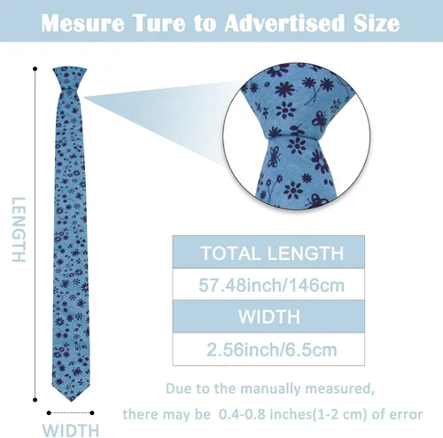 Vista 6 de Mantieqingway Corbata de cuello floral de algodón para hombre 2.56 '' impresa corbata flaca