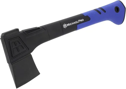 Vista 10 de MichaelPro MP004009 - Hacha de campamento de 9 pulgadas con mango de fibra de vidrio resistente al clima y absorbente de impactos, con funda