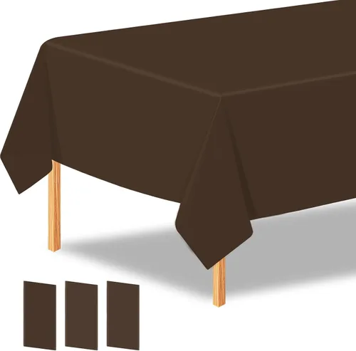 Vista 43 de 2 manteles de plástico color beige, 54 x 108 pulgadas, rectangular, desechables, para cumpleaños, bodas, pícnic, fiestas de vacaciones