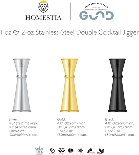 Vista 9 de Homestia Jigger para Bartending, taza de cóctel de doble medida de 2 oz y 1