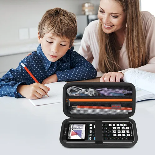 Vista 7 de Elonbo Funda de transporte para calculadora gráfica a color Texas Instruments TI-84 Plus CE/TI-84 Plus/TI-83 Plus/TI-83 Plus CE, bolsillo de malla