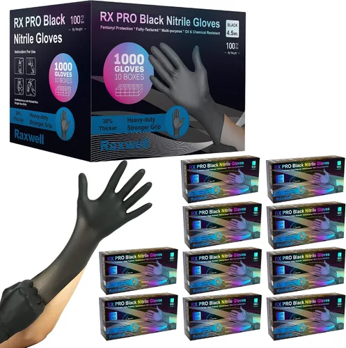 Vista 9 de Raxwell Guantes negros de nitrilo Guantes negros desechables sin látex 4.5 mil sin polvo, guantes seguros para alimentos, guantes de cocina
