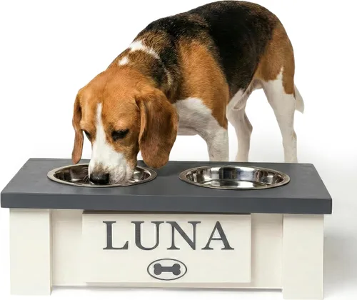 Vista 18 de GTW Soporte de Cuenco Elevado Personalizado para Perros Grandes, Medianos, Pequeños y Extra Pequeños - Cuencos de Acero Inoxidable para Comida