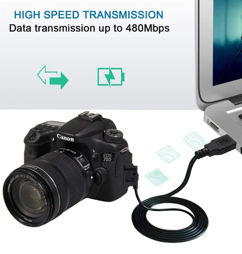 Vista 5 de Cable USB de repuesto para Sony DSCH200, DSCH300, DSCW370, DSCW800, DSCW830, DSC-H200, DSC-H300, DSC-W370, DSC-W800, DSC-W830-1M