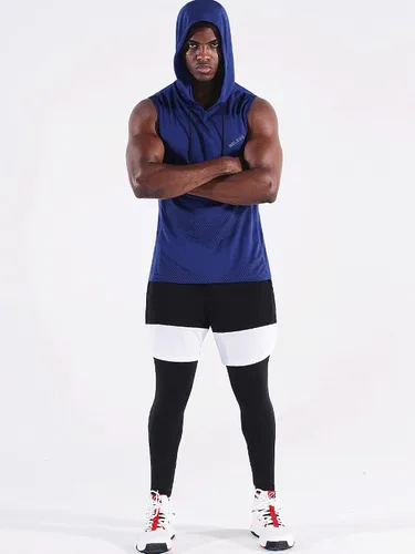 Vista 6 de Neleus Camisetas sin mangas de entrenamiento para hombre, paquete de 3 camisetas sin mangas para correr con capucha